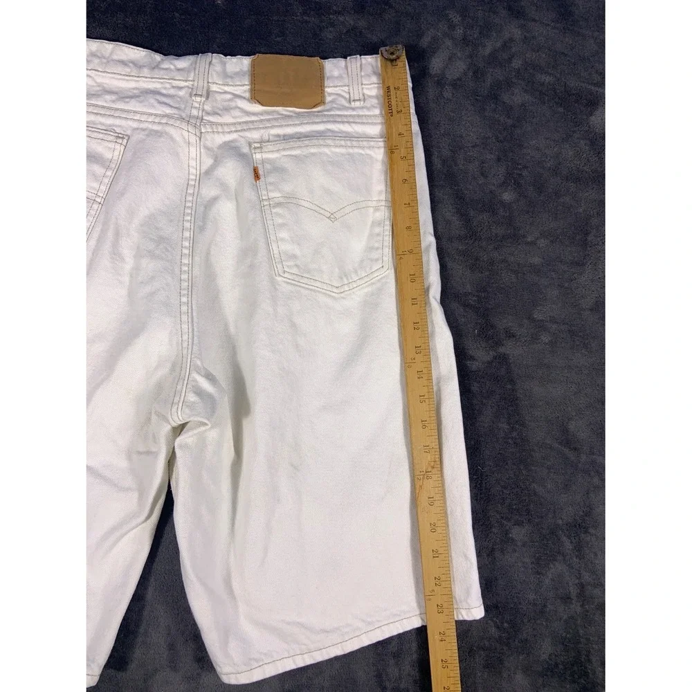 Vintage Levi's Orange Tab White Denim Shorts Men's Relaxed Fit 90s EU 35